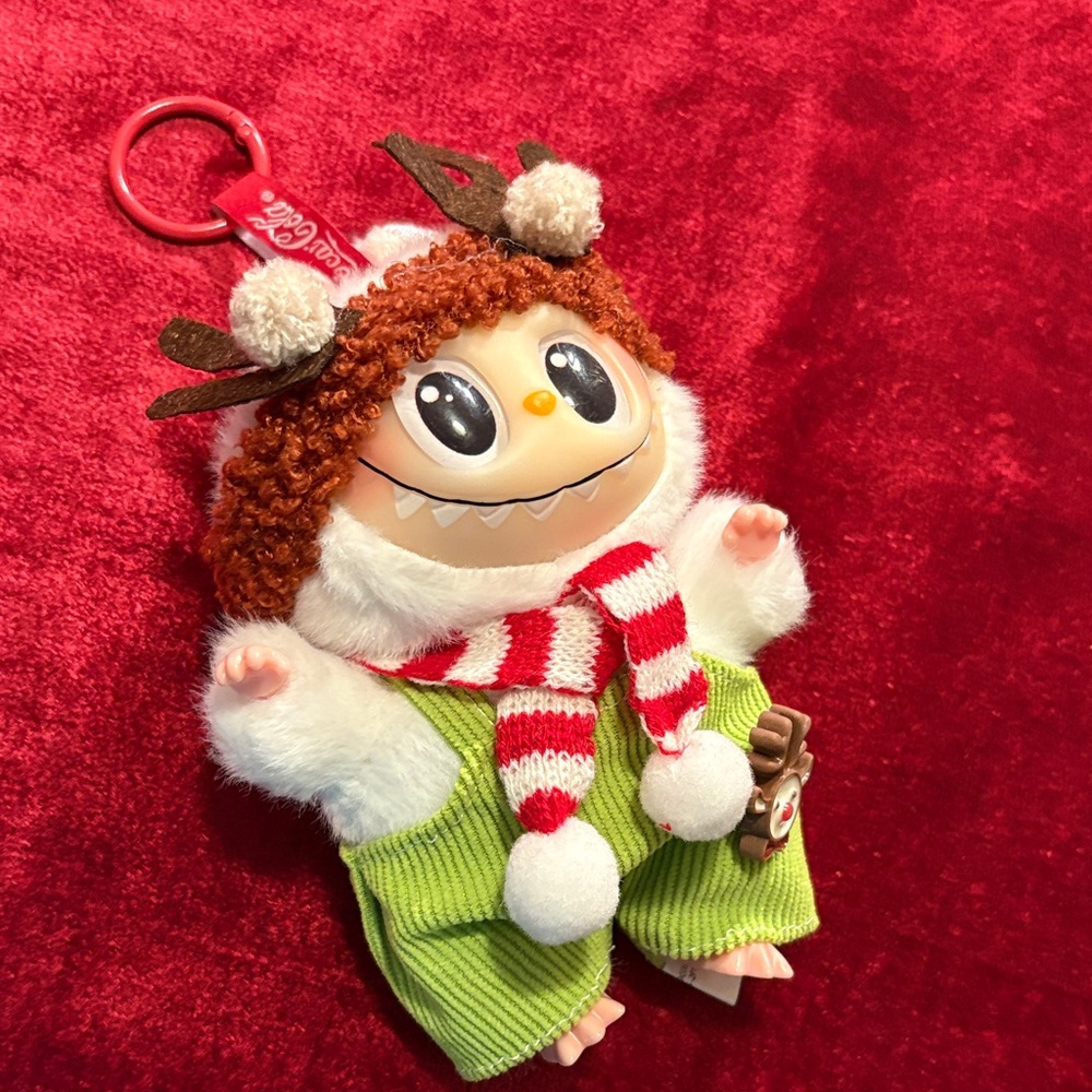 2 Plush Keychain/Reindeer/ Mrs Claus  Antlers Lafufu no box or card NEW